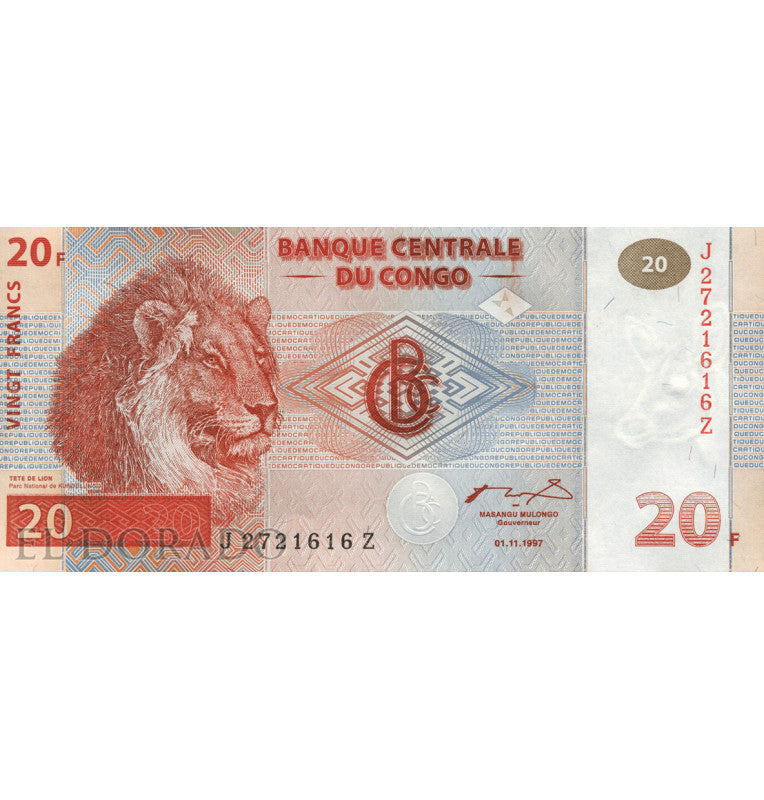 Congo 20 Francs 1997 Pick 88A